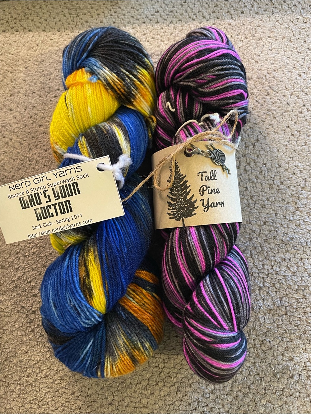 Superwash Merino Wool & Nylon Fingering Weight Yarn 2 Skeins 460 Yards Each